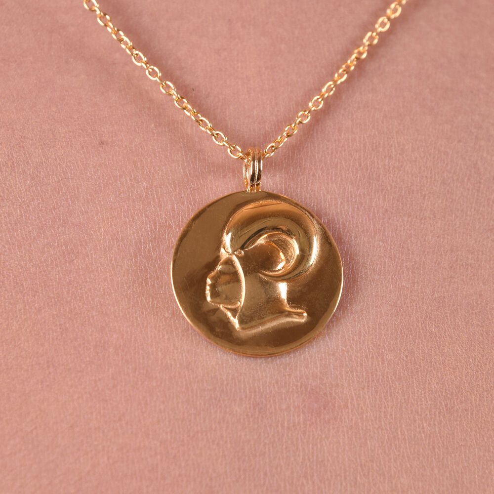 Culturesse She Is Aries Artisan 24K Gold Zodiac Pendant Necklace