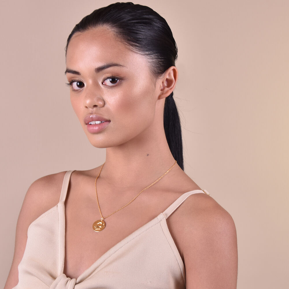 Culturesse She Is Aries Artisan 24K Gold Zodiac Pendant Necklace