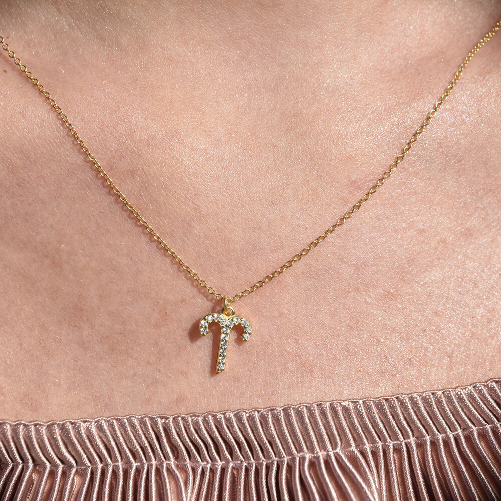 Culturesse Aries Diamante Pendant Necklace (Gold)