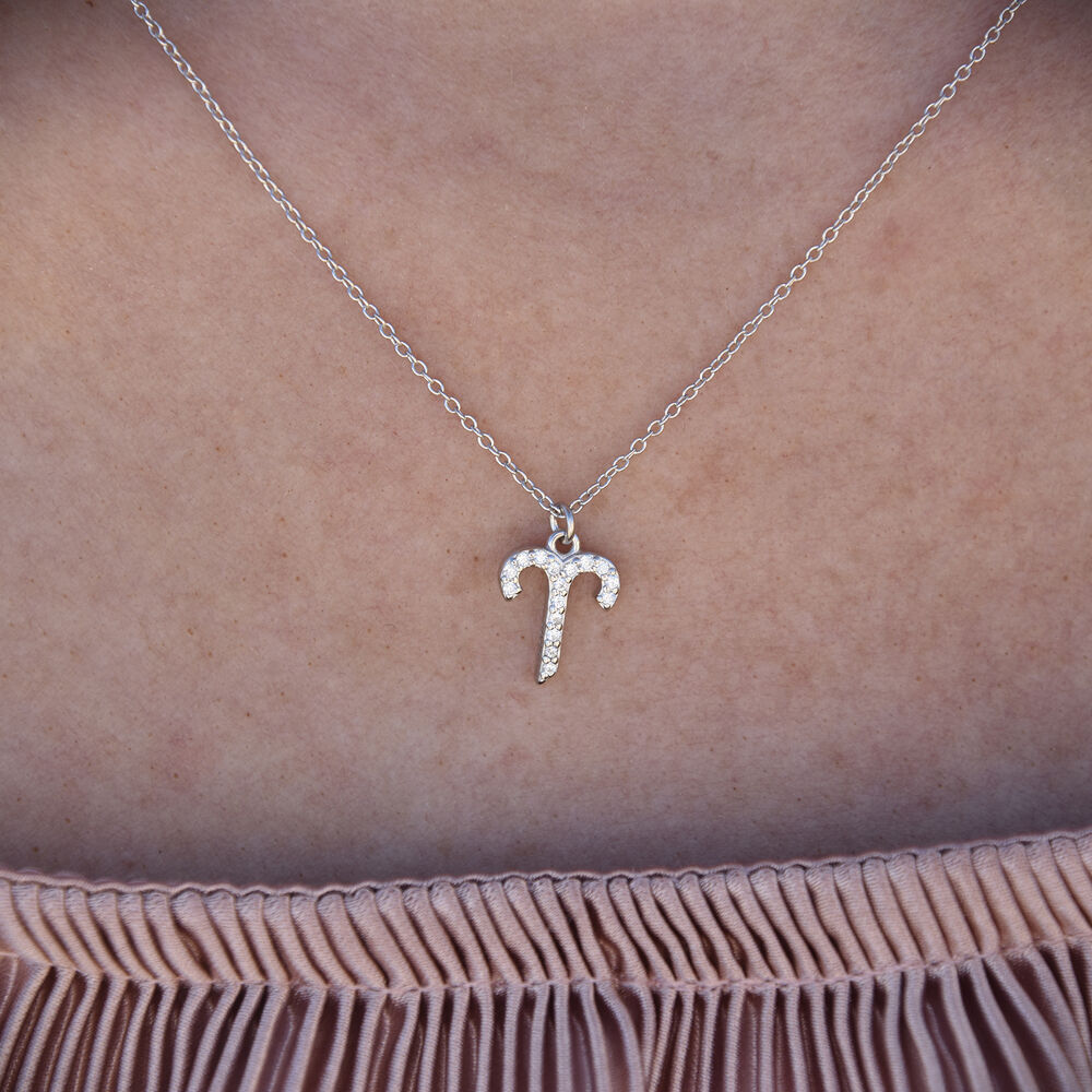 Culturesse Aries Diamante Pendant Necklace (Silver)