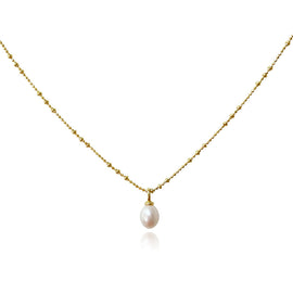 Culturesse Bjork Beaded Pearl Pendant Necklace (Gold)