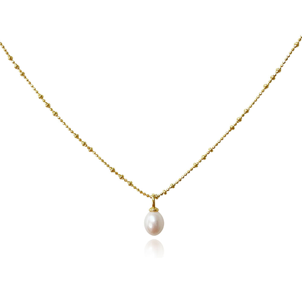 Culturesse Bjork Beaded Pearl Pendant Necklace (Gold)