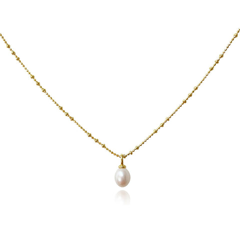 Culturesse Bjork Beaded Pearl Pendant Necklace (Gold)