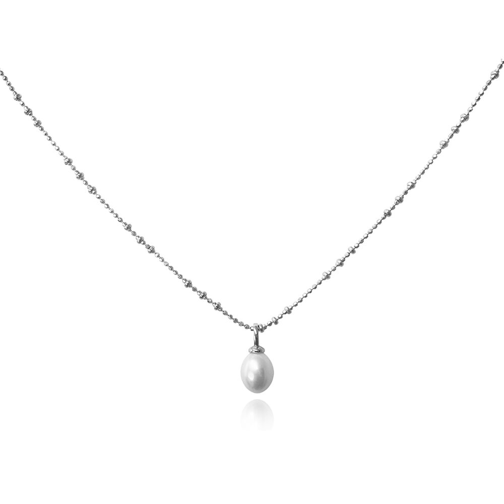 Culturesse Bjork Beaded Pearl Pendant Necklace (Silver)