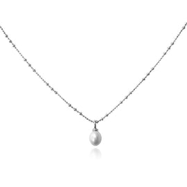 Culturesse Bjork Beaded Pearl Pendant Necklace (Silver)