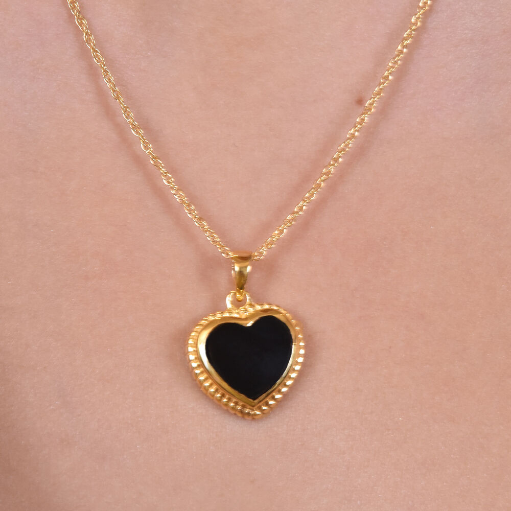 Culturesse Fabienne Black Onyx Heart Pendant Necklace