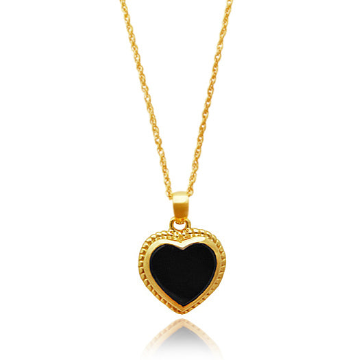 Culturesse Fabienne Black Onyx Heart Pendant Necklace