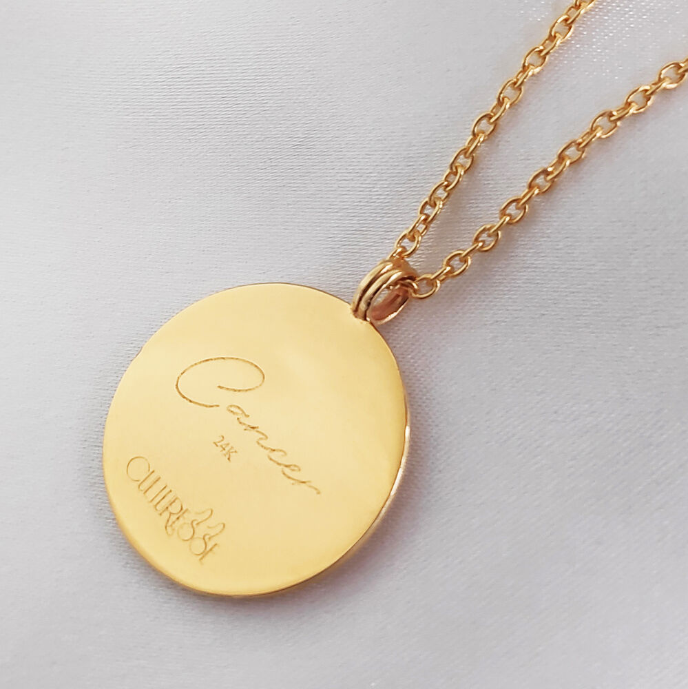 Culturesse She Is Cancer Artisan 24K Gold Zodiac Pendant Necklace
