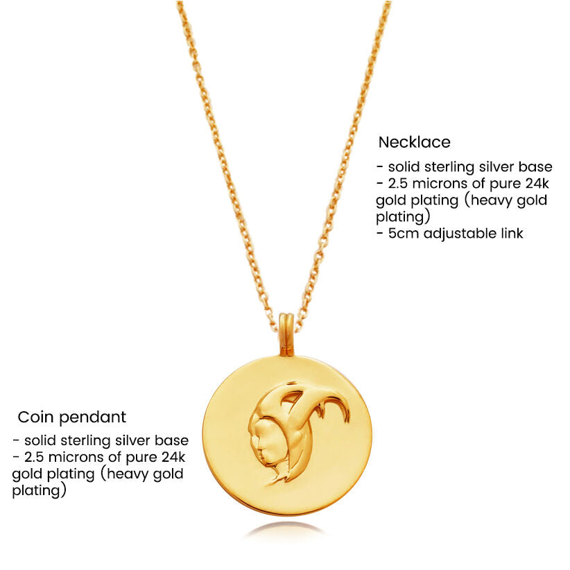 Culturesse She Is Capricorn Artisan 24K Gold Zodiac Pendant Necklace