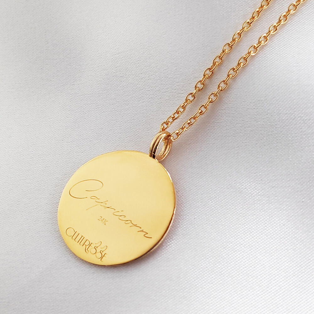 Culturesse She Is Capricorn Artisan 24K Gold Zodiac Pendant Necklace