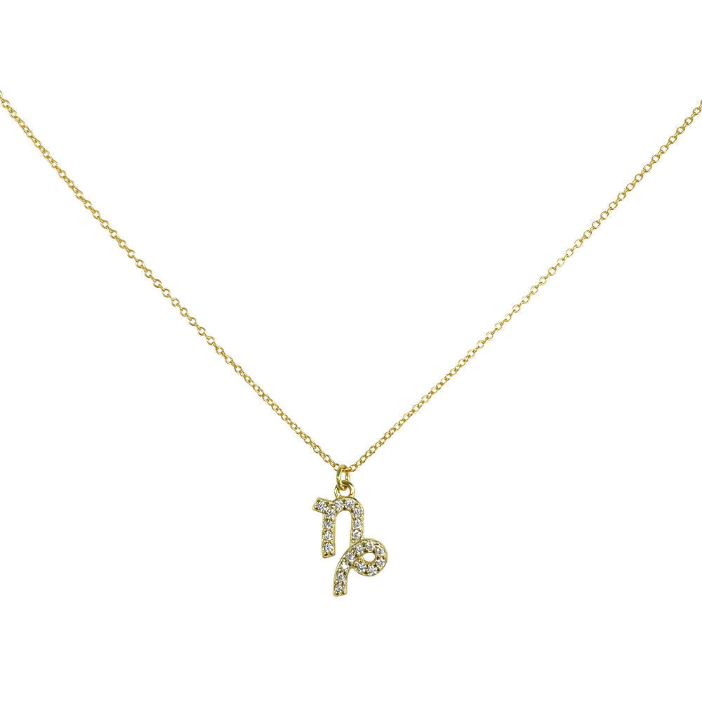 Culturesse Capricorn Diamante Pendant Necklace (Gold)