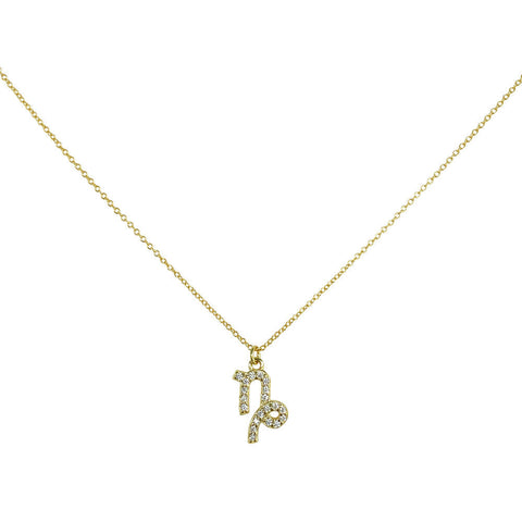 Culturesse Capricorn Diamante Pendant Necklace (Gold)