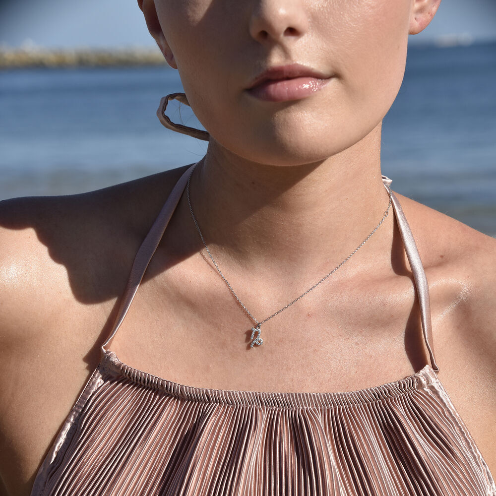 Culturesse Capricorn Diamante Pendant Necklace (Silver)