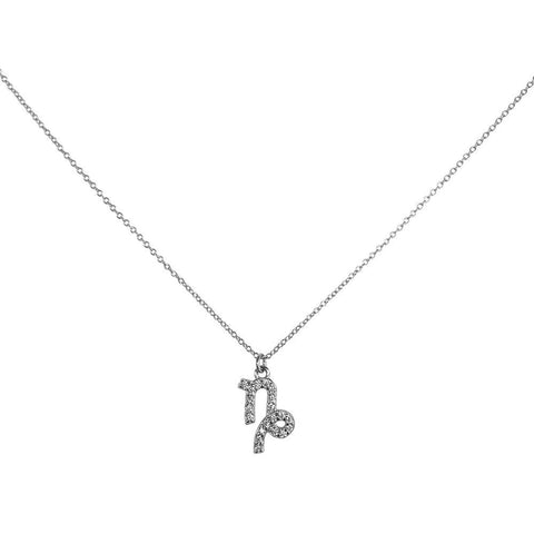 Culturesse Capricorn Diamante Pendant Necklace (Silver)