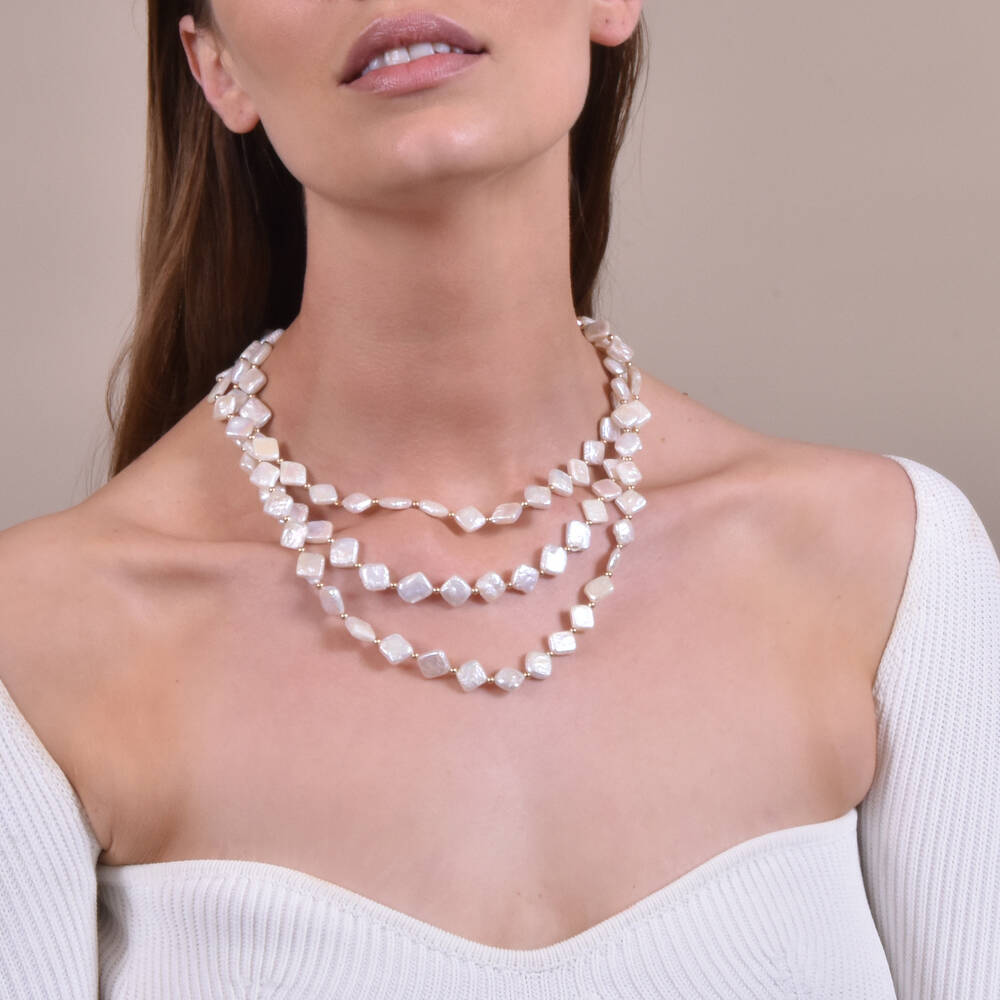 Culturesse Florence Luxury Diamond Pearl Layering Necklace