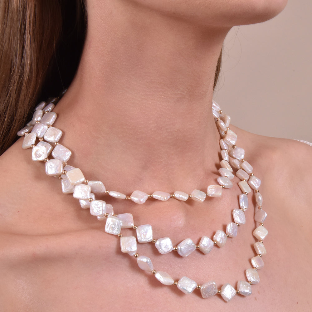 Culturesse Florence Luxury Diamond Pearl Layering Necklace