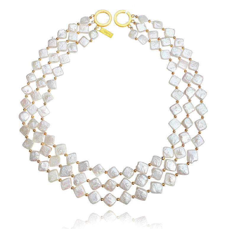 Culturesse Florence Luxury Diamond Pearl Layering Necklace