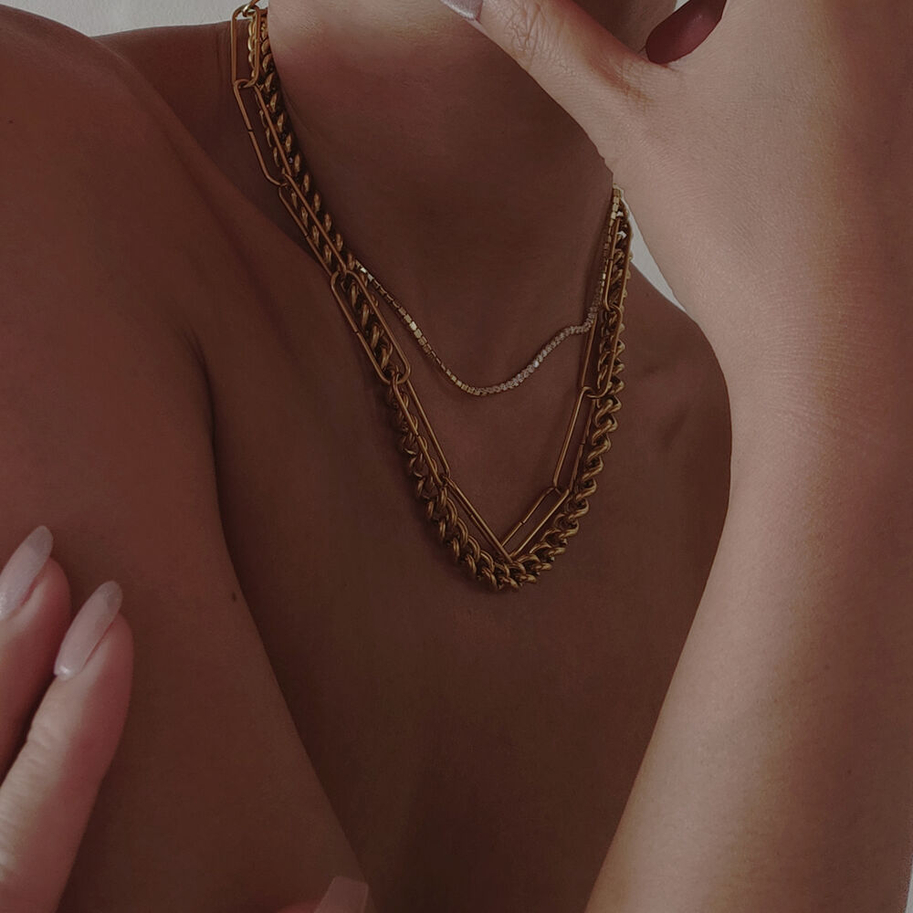Culturesse Dominique Layered Gold Chain Necklace