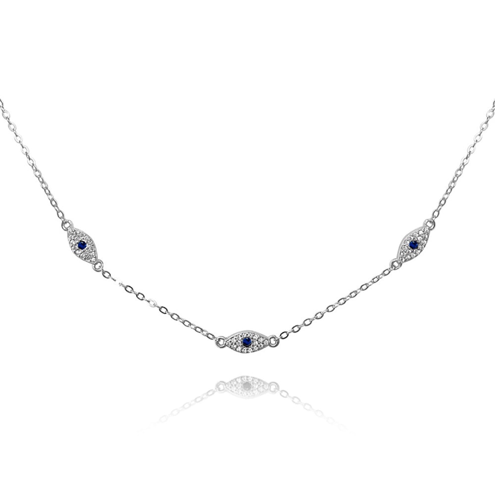 Culturesse Birdie Evil Eye Necklace / Choker (Silver)