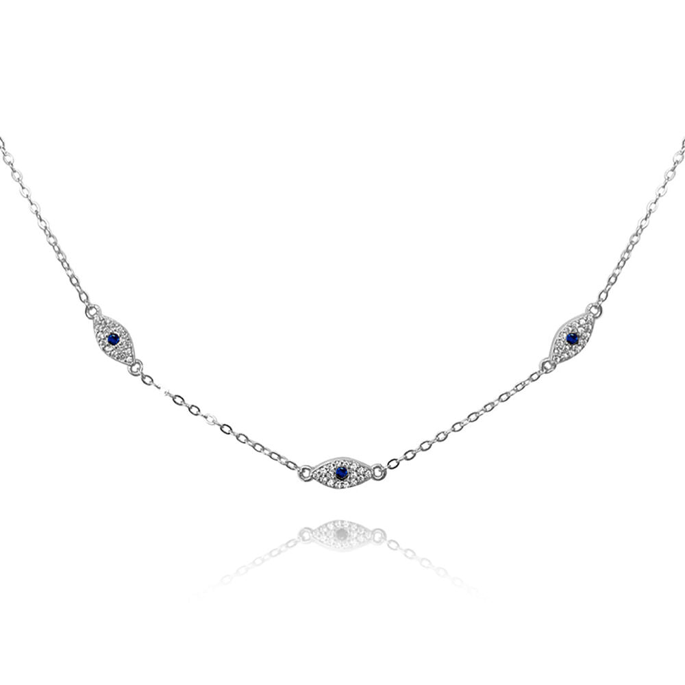 Culturesse Birdie Evil Eye Necklace / Choker (Silver)