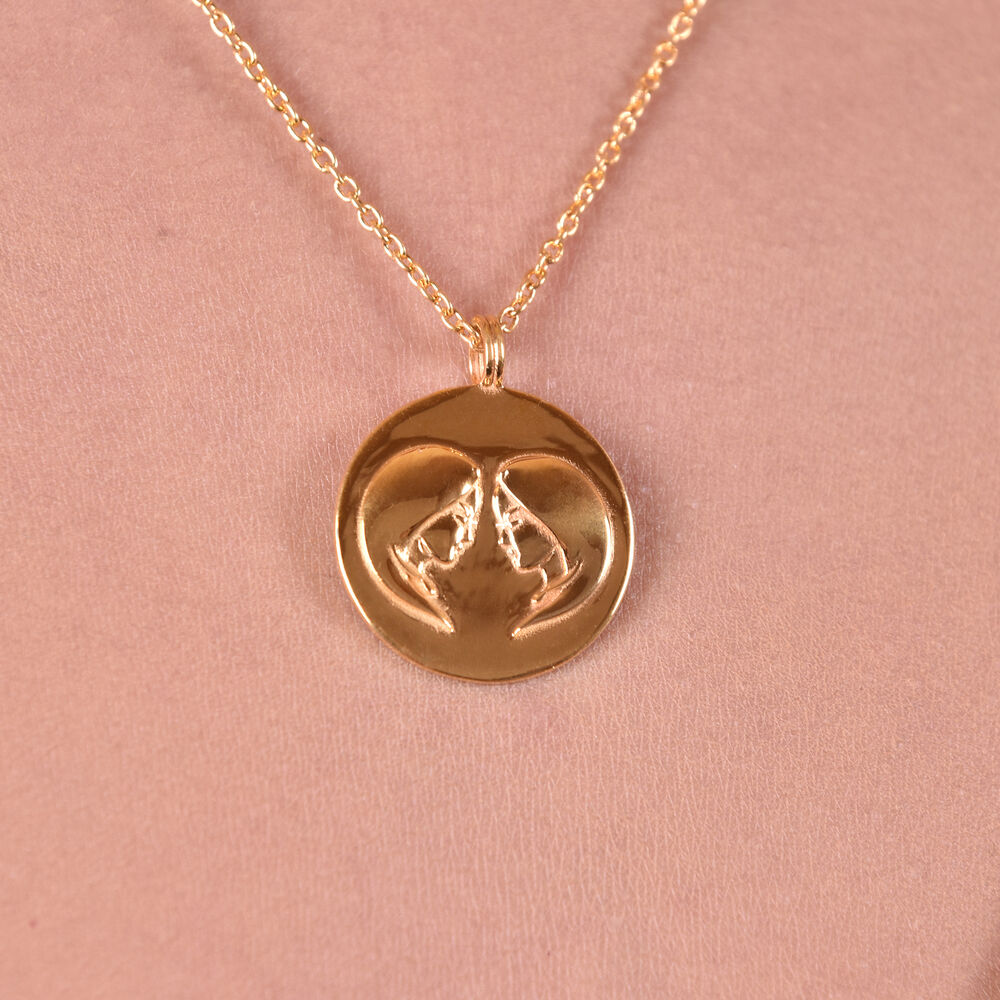 Culturesse She Is Gemini Artisan 24K Zodiac Gold Pendant Necklace