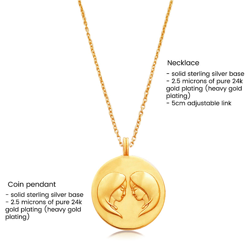 Culturesse She Is Gemini Artisan 24K Zodiac Gold Pendant Necklace
