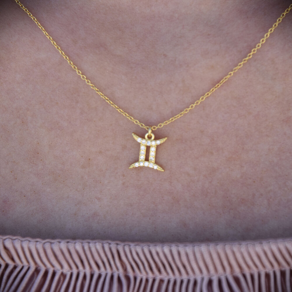 Culturesse Gemini Diamante Pendant Necklace (Gold)