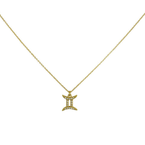 Culturesse Gemini Diamante Pendant Necklace (Gold)