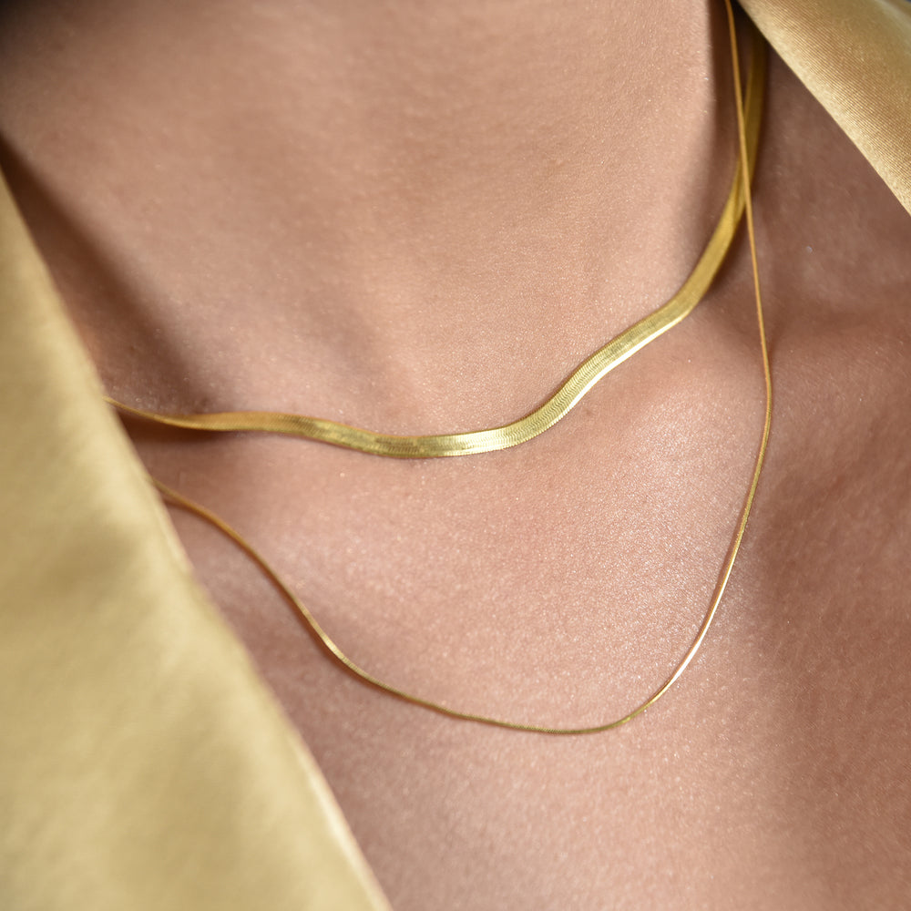 Culturesse Faridah Gold Snake Chain Necklace (Solid Sterling Silver)