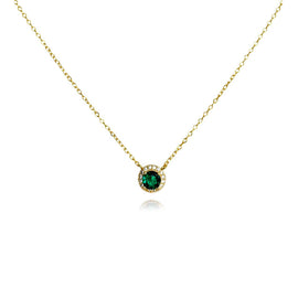 Culturesse Khloe Diamante Zircon Pendant Necklace (Gold)