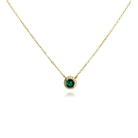 Culturesse Khloe Diamante Zircon Pendant Necklace (Gold)