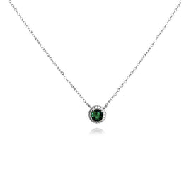Culturesse Khloe Diamante Zircon Pendant Necklace (Silver)