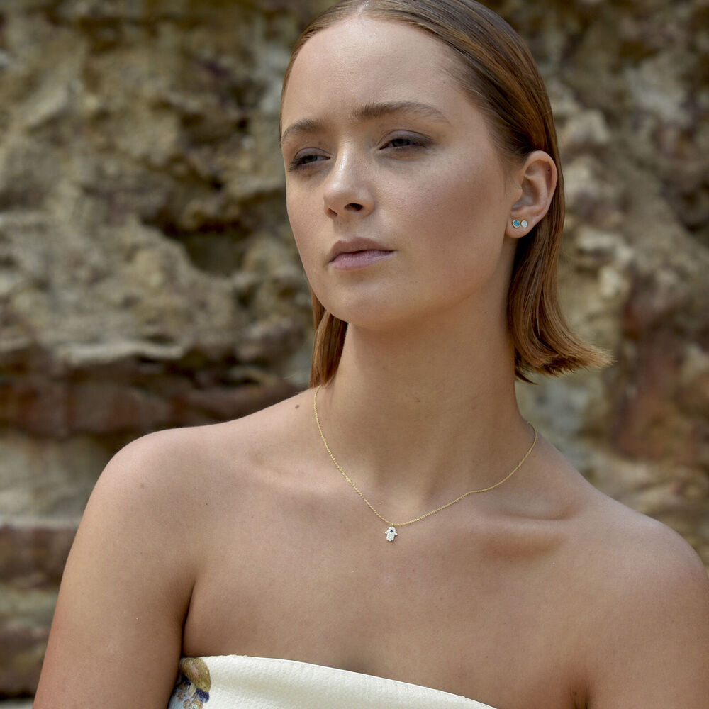 Culturesse Esin Hamsa Hand Pendant Necklace (Gold)