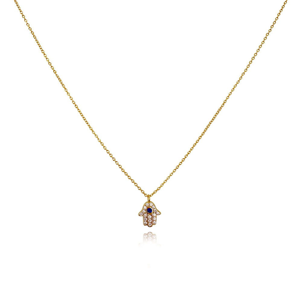 Culturesse Esin Hamsa Hand Pendant Necklace (Gold)