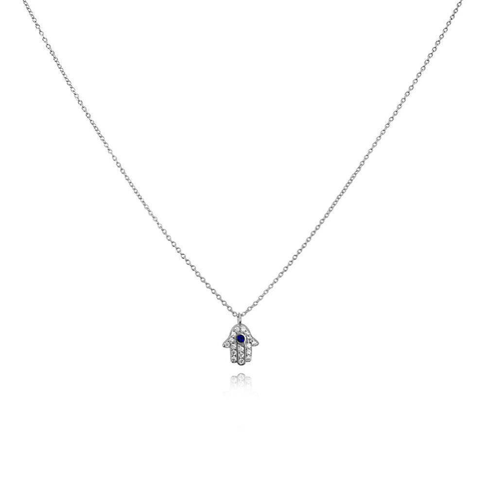 Culturesse Esin Hand Evil Eye Pendant Necklace (Silver)