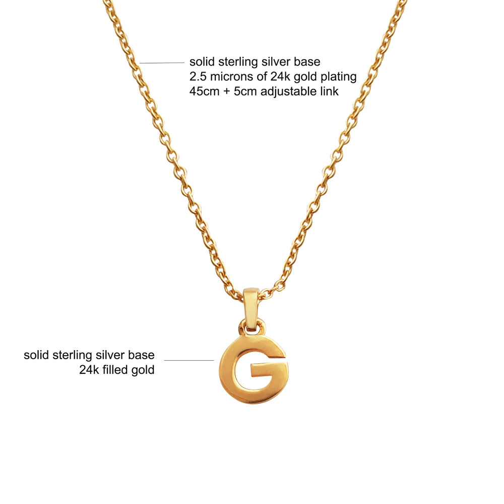 Culturesse 24K Gold Filled Initial G Pendant Necklace