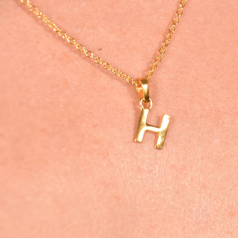 Culturesse 24K Gold Filled Initial H Pendant Necklace