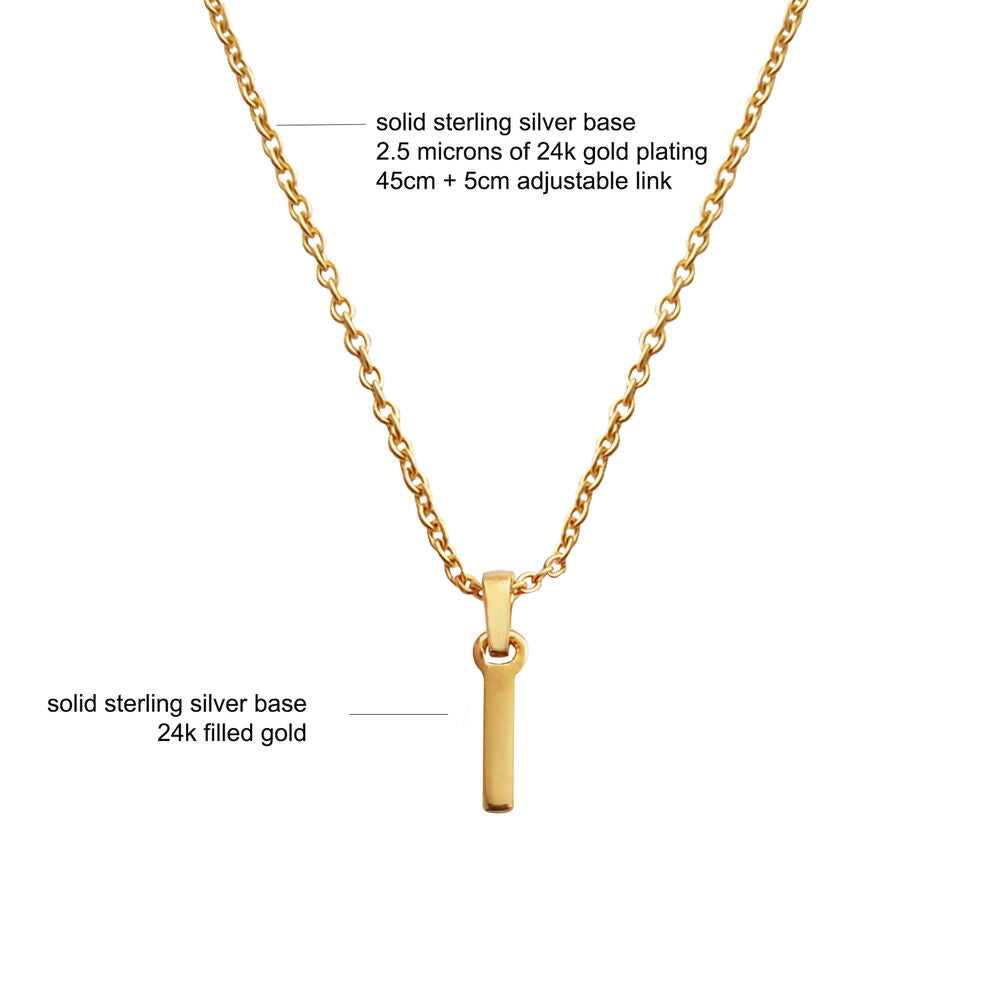 Culturesse 24K Gold Filled Initial I Pendant Necklace