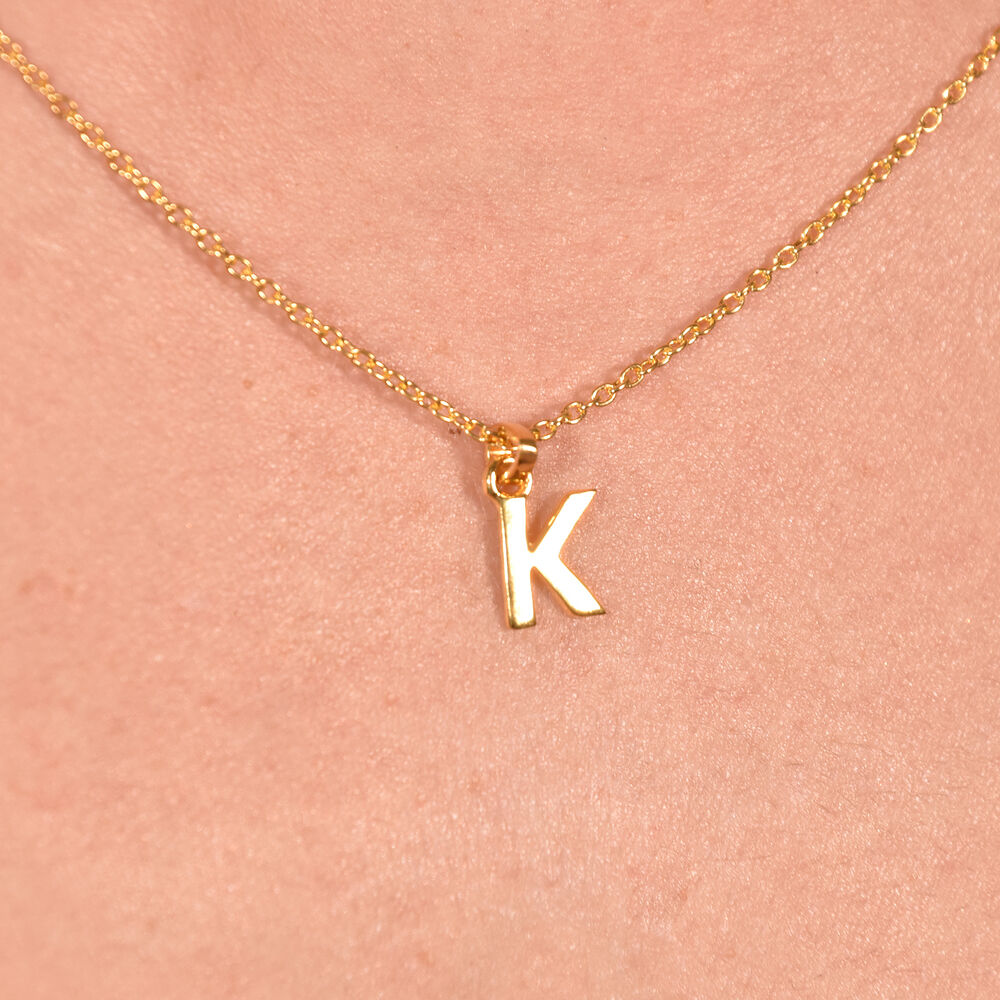 Culturesse 24K Gold Filled Initial K Pendant Necklace