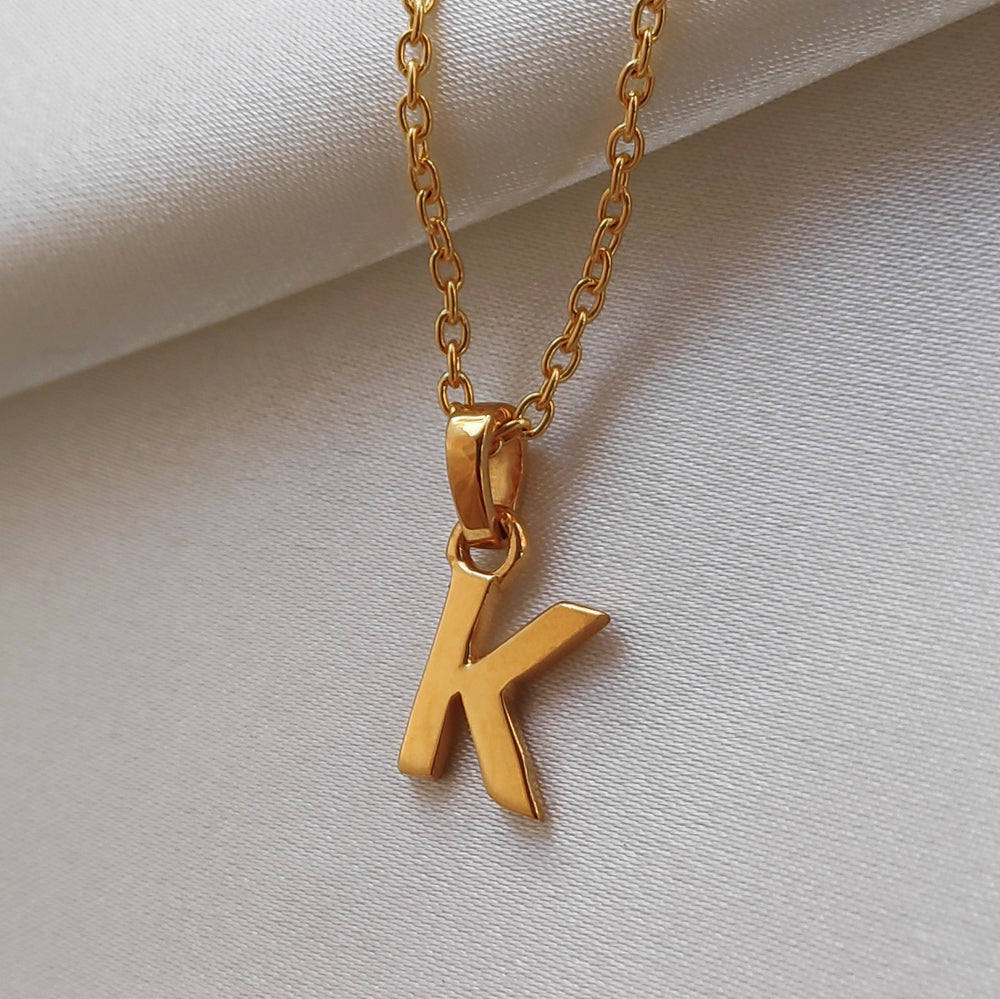 Culturesse 24K Gold Filled Initial K Pendant Necklace