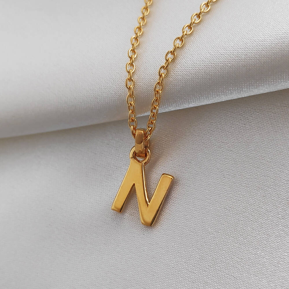 Culturesse 24K Gold Filled Initial N Pendant Necklace