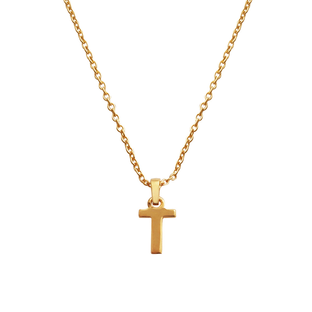 Culturesse 24K Gold Filled Initial T Pendant Necklace
