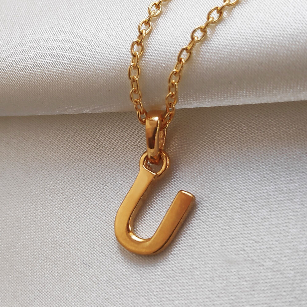 Culturesse 24K Gold Filled Initial U Pendant Necklace