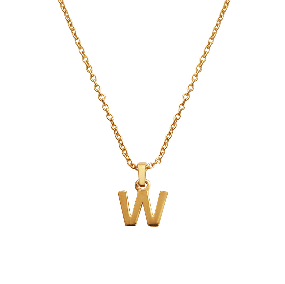 Culturesse 24K Gold Filled Initial W Pendant Necklace