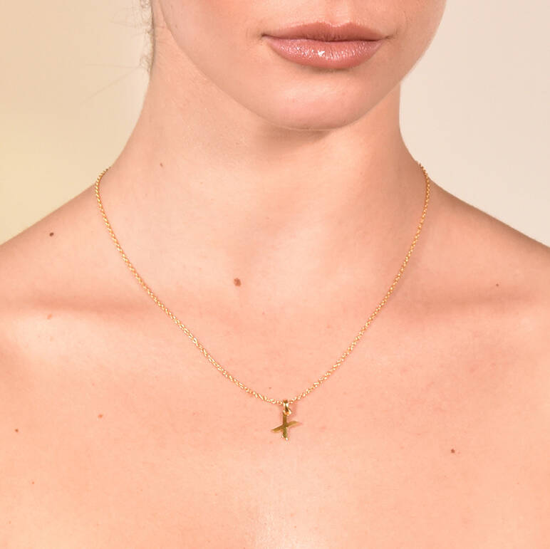 Culturesse 24K Gold Filled Initial X Pendant Necklace