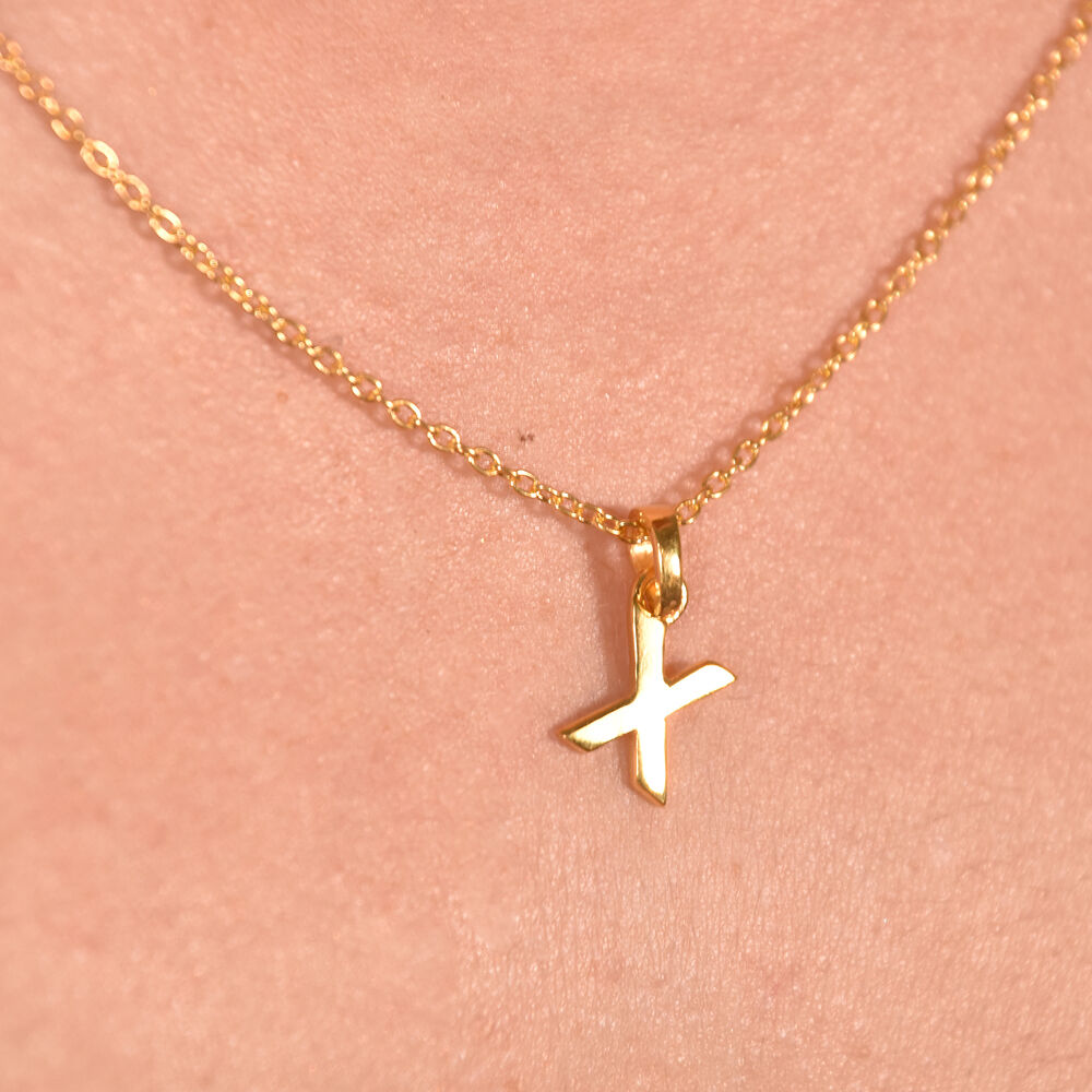 Culturesse 24K Gold Filled Initial X Pendant Necklace