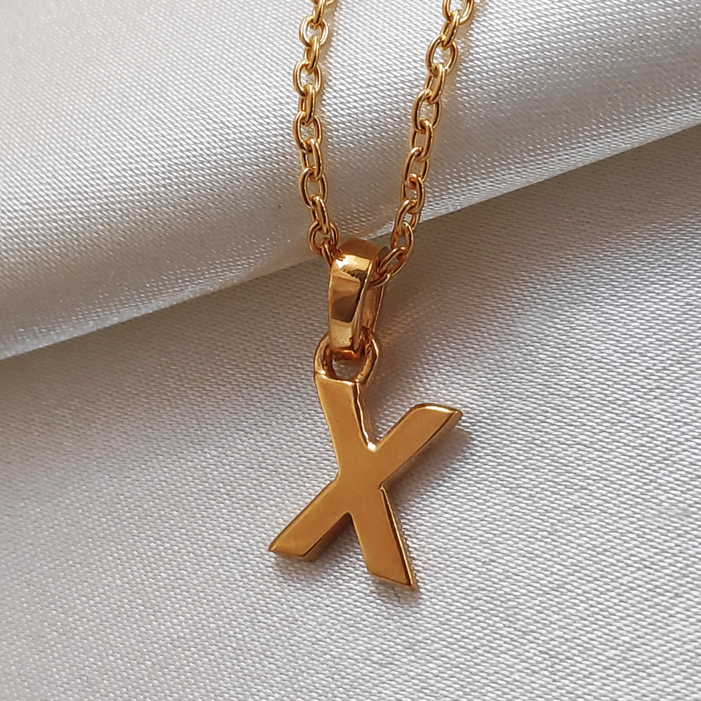 Culturesse 24K Gold Filled Initial X Pendant Necklace