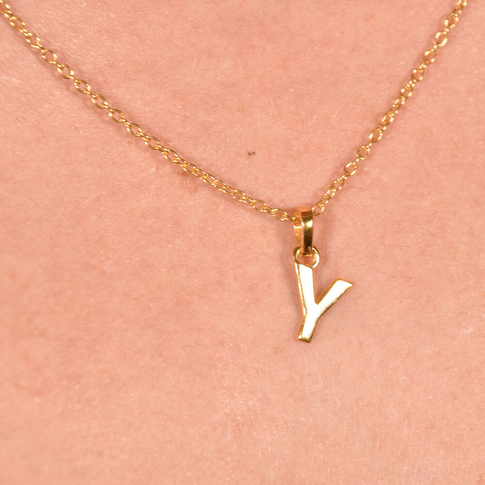 Culturesse 24K Gold Filled Initial Y Pendant Necklace