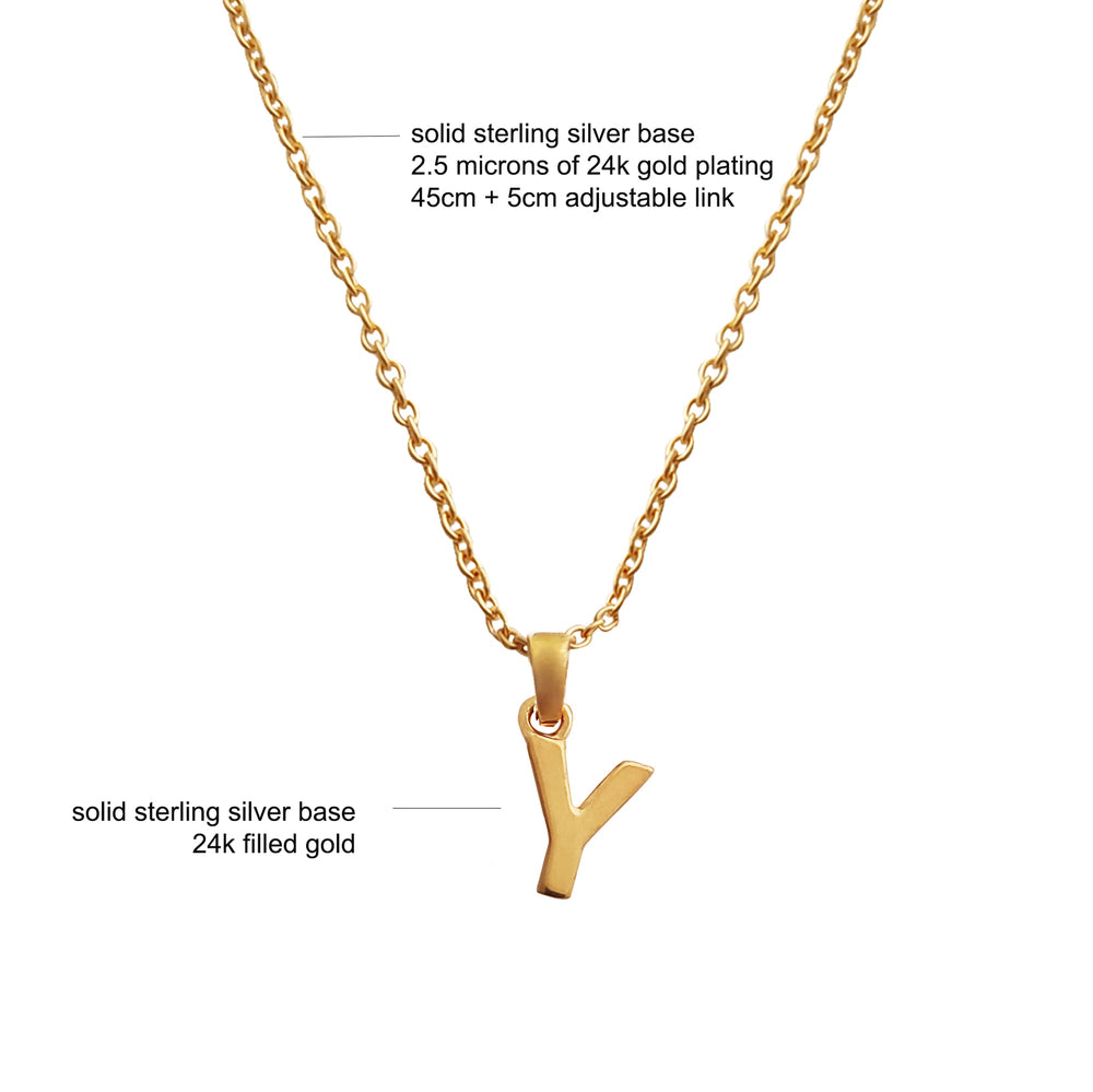 Culturesse 24K Gold Filled Initial Y Pendant Necklace