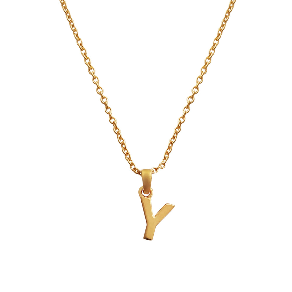 Culturesse 24K Gold Filled Initial Y Pendant Necklace